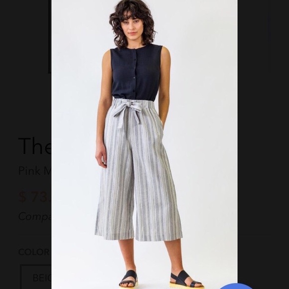 Pink Martini Pants - PINK MARTINI 100% linen wide leg pants